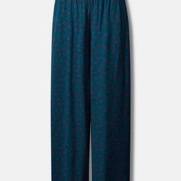 TORRID SIZE 6 Pull On Wide Leg Stretch Challis Floral Teal Wide-Leg Pants - Picture 6 of 6